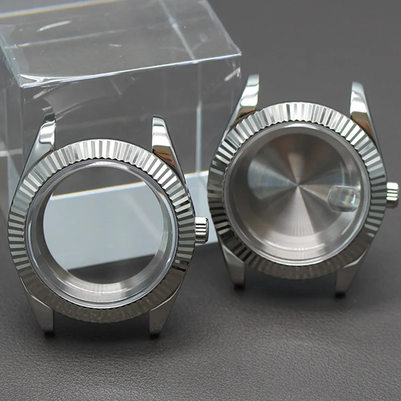 

39mm/36mm Fluted Bezel NH35 Case Sapphire Glass For NH35 NH36 Miyota 8215 Movement 28.5mm Dial SK DJ Replacemet Part Watch Case