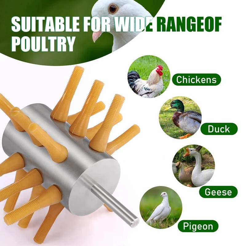 Chicken Plucker Drill Attachment Stainless Steel Chicken Plucker 18-Fingers Chicken Feather Removal Plucker Machine