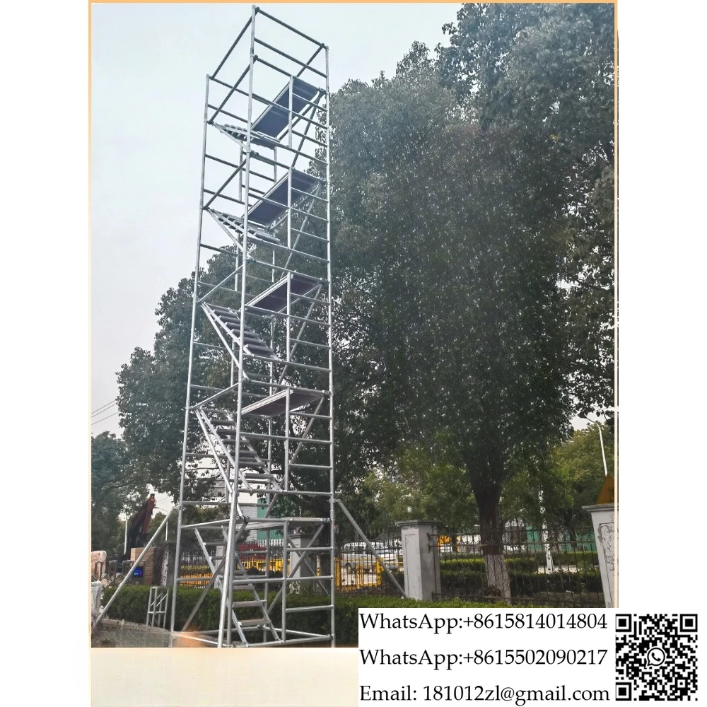 Aluminum alloy scaffolding mobile platform safety ladder construction and decoration construction pulley style 1