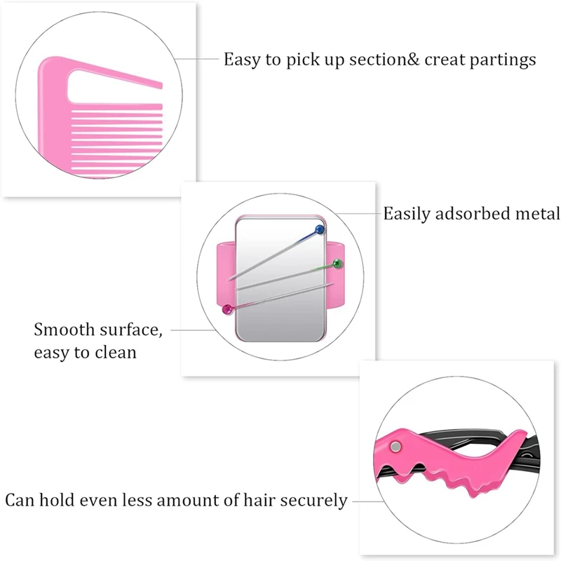 سوار معصم مغناطيسي لمصفف الشعر ، سوار معصم بدبوس ، جدائل معصم مع مشط بنتيل ، مشبك بلاستيكي ، 3 form ، 6 ks