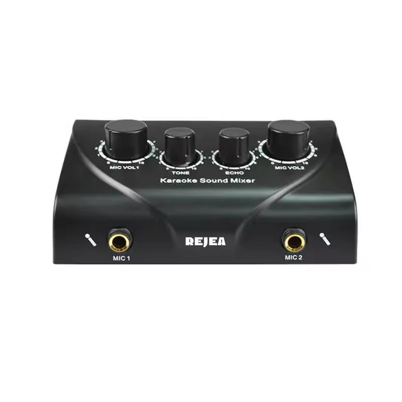 Portable Dual Mic Inputs Audio Sound Mixer For Amplifier & Microphone Karaoke Ok Mixer Adapter for TV PC Smartphone Amplifier