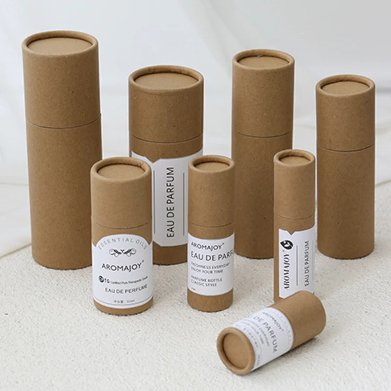 Boîte en papier kraft épaissi, emballage cadeau, bouteille d'huile à intervalles ronds, tube en carton GT, huile et parfum