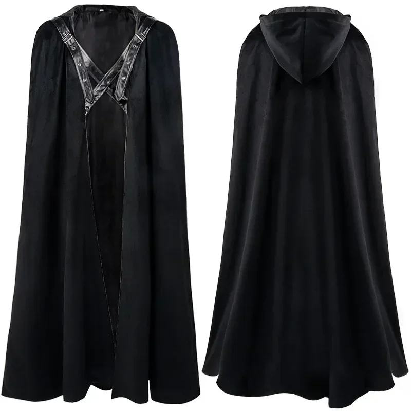 

Cosplay Medieval Steampunk Cloak Hood Men Costumes Halloween Carnival Dress Up Party Vampire Pirate Gothic Cape Renaissance