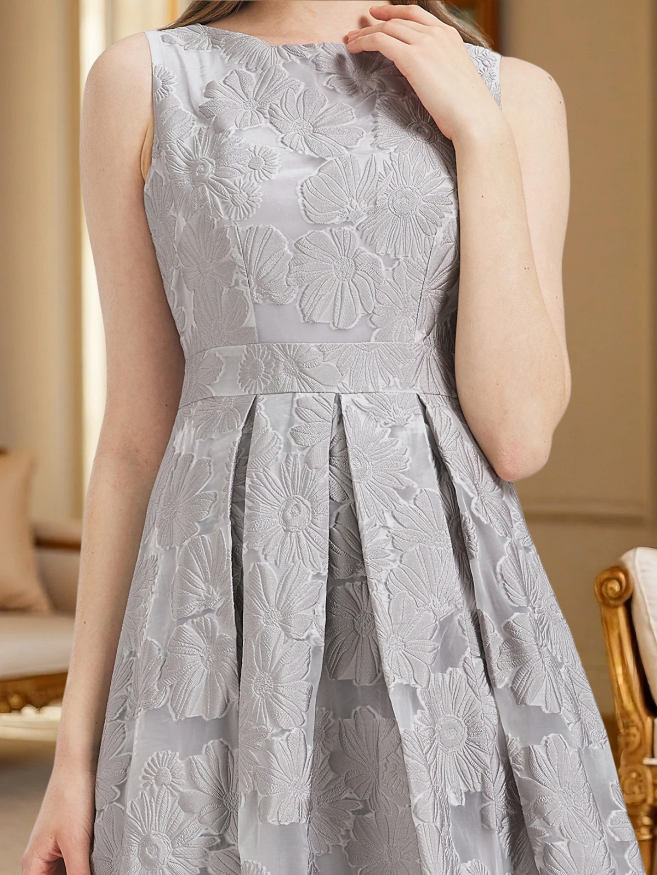 Nueva moda Organza flor bordado elegante Vestido largo verano sin mangas vestidos señora vacaciones noche Vestido de graduación