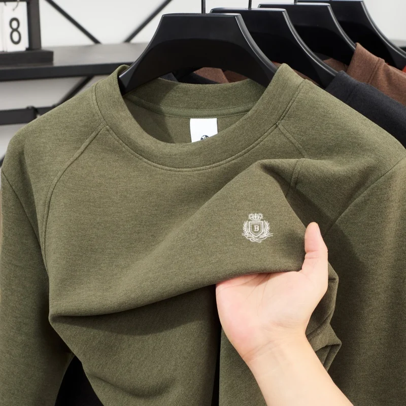 High quality brand autumn winter new double-sided velvet warm long sleeved men's designer original crown embroidery long sleeved