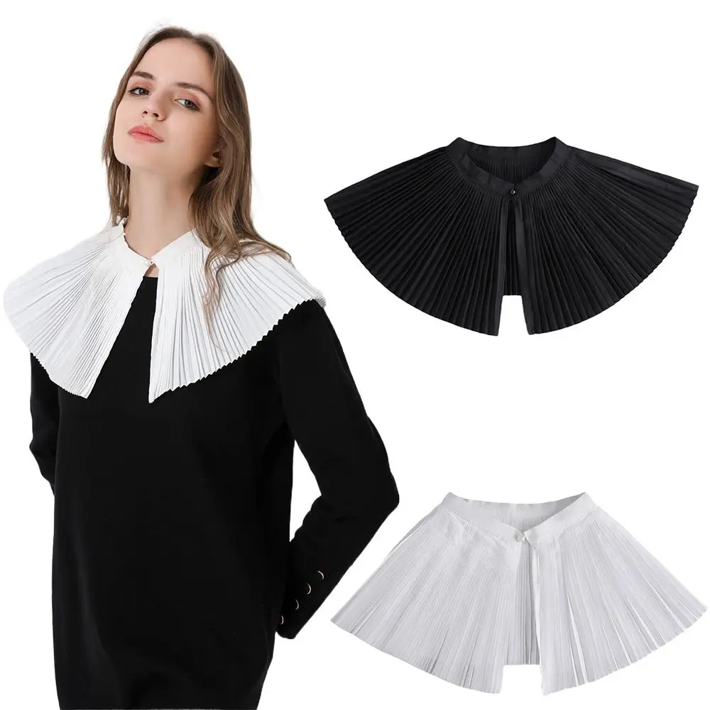 Black White Fake Collar Multi-functional Detachable Lapel Collar Clothes Decorative Fan Shaped Fake Shirt Collar