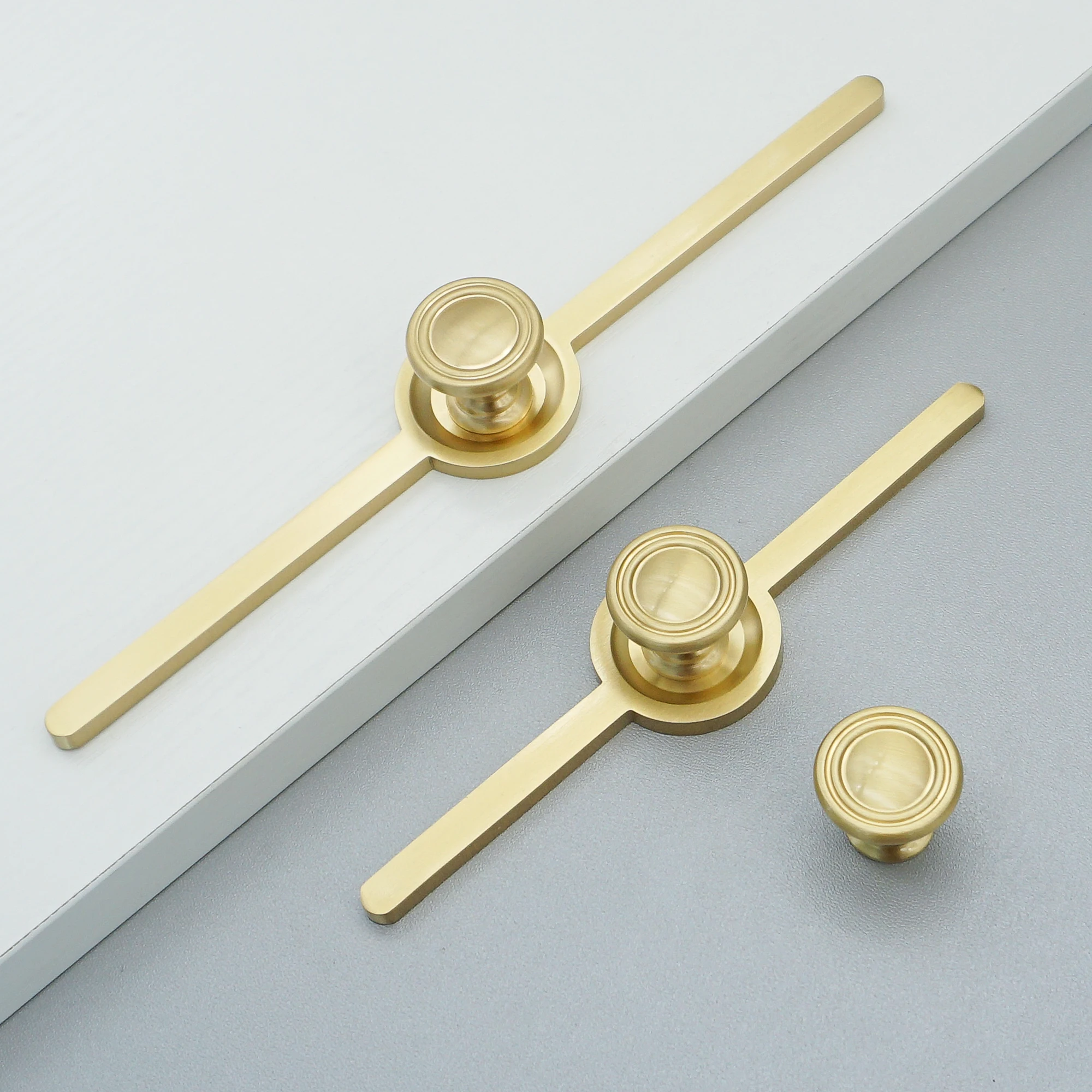 Modern Gold Cabinet Knob With Backplate Solid Brass Wardrobe Dresser Pulls Kitchen Cupboard Door Knobs Furniture Handle LBFEEL