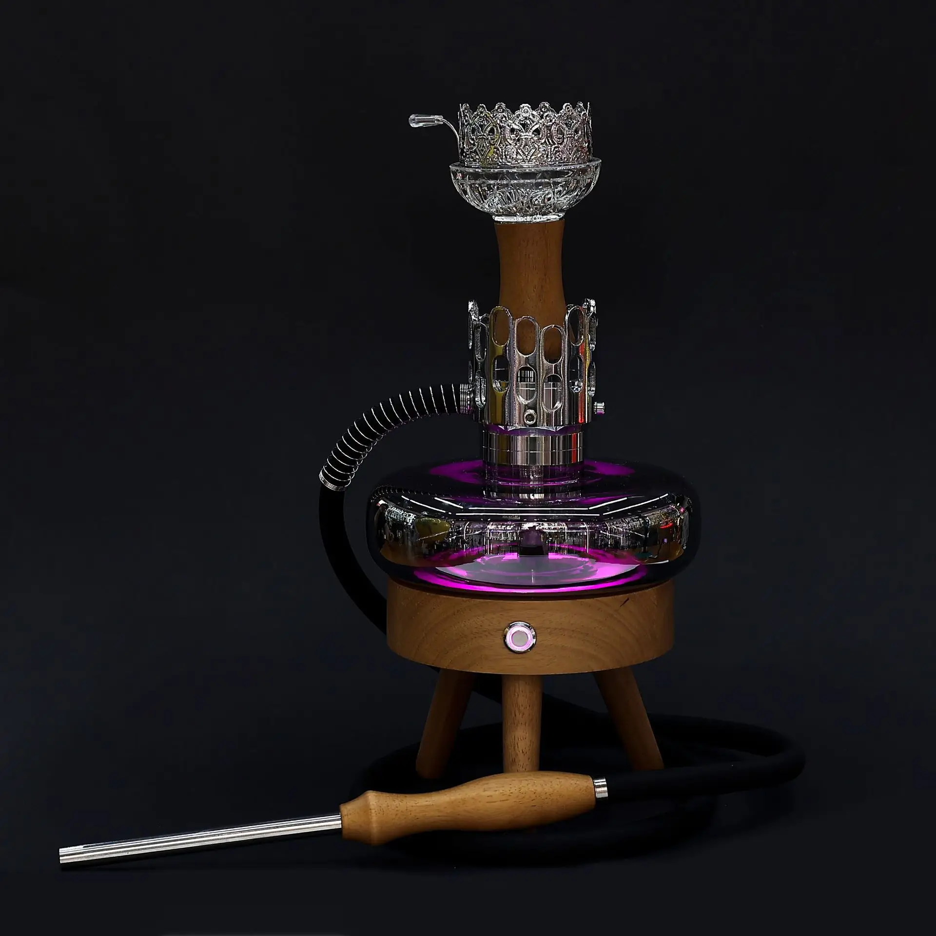 Arab shisha, light shisha atmosphere, touch switch, solid wood flying saucer shape