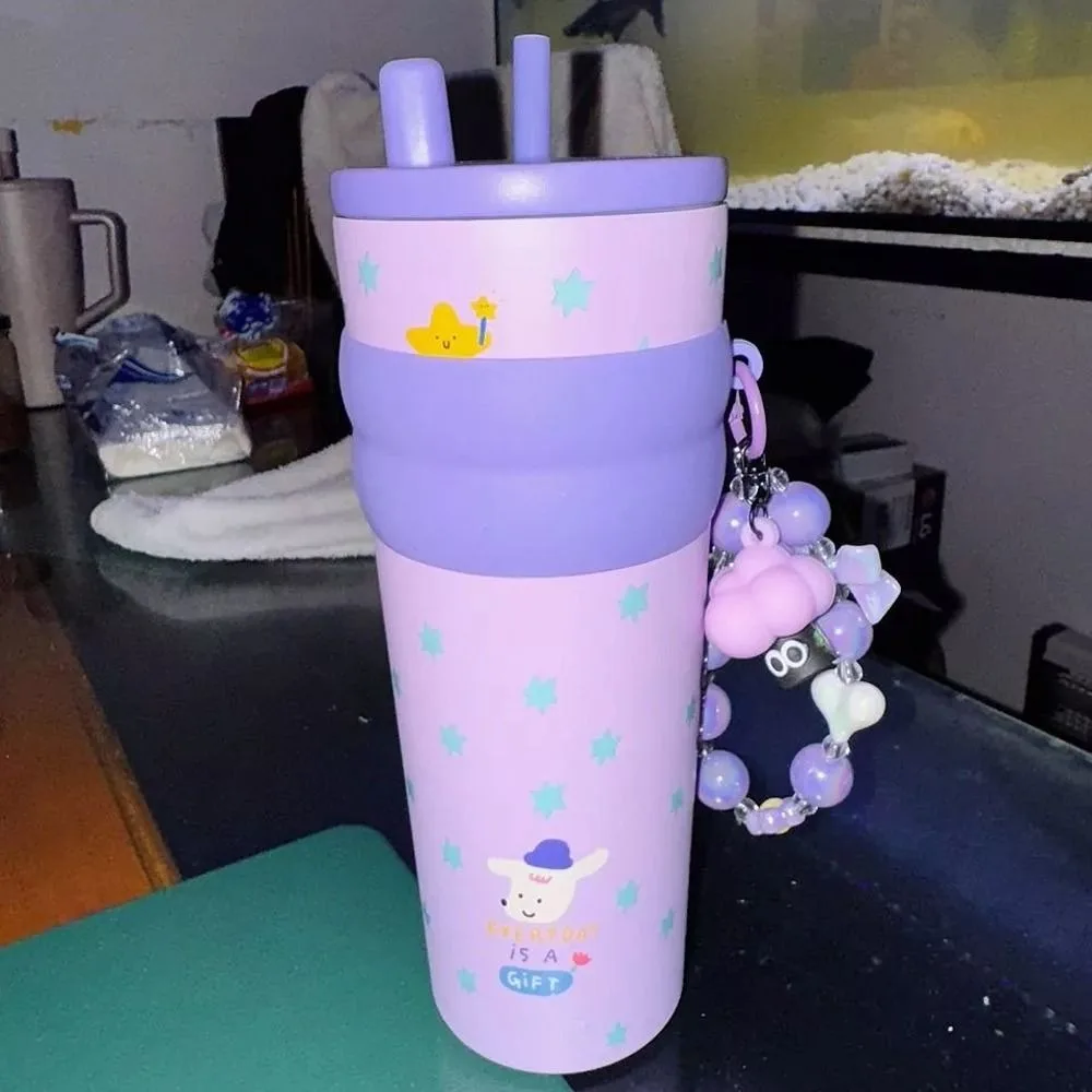 

Coffee Cup 700ml Stainless Steel Insulation Cup Leak-Proof Large Capacity Thermos Water Bottle with Straw Car Cup Travel