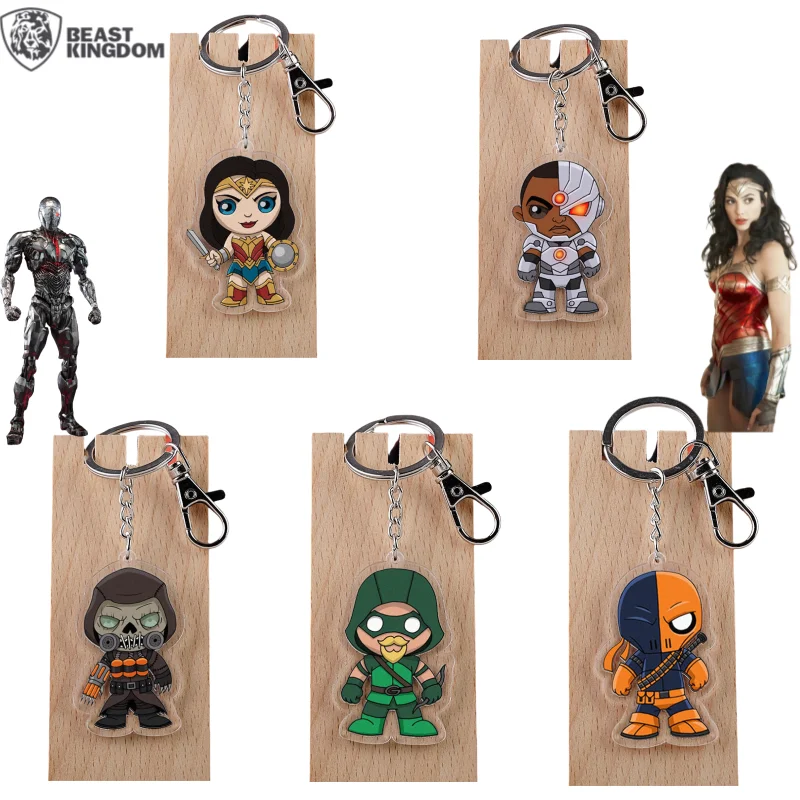 

Beast Kingdom Wonder Woman Cyborg Scarecrow Movie Peripherals Creative Cartoon Acrylic Keychain School Bag Decorative Pendant