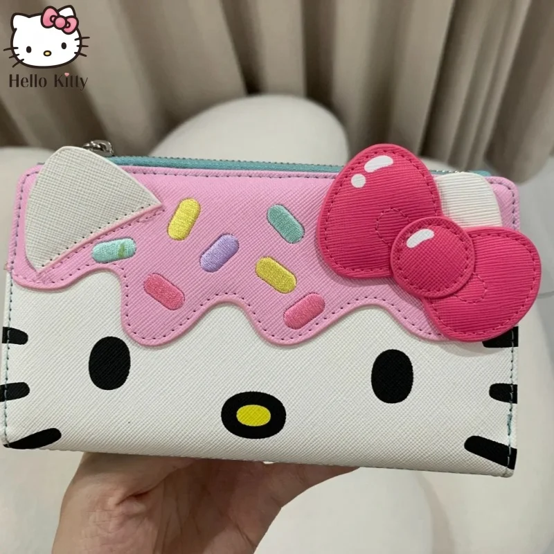 Sanrio Hello Kitty monedero Loungefly bolso de mano monedero de mujer regalo de cumpleaños para adultos tarjetero doble pliegue monedero rosa regalos