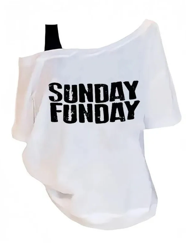 

Summer New Women's Loose Fit ort Sve T-irt Letter Print Casual Sle Cotton Top Casual oulder Strap Top
