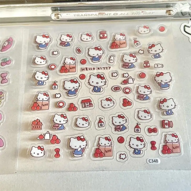 1PCS Kawaii Sanrio Hello Kitty Stickers Kuromi My Melody Cinnamoroll Hangyodon Cartoon DIY Waterproof Nail Stickers Girl Gift