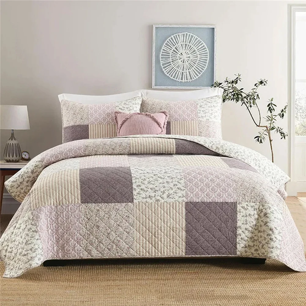 3pcs cotton Bedspread on the bed Plaid Patchwork blankets Stitch bed cover double bedspreads and coverlets home bed sheets set