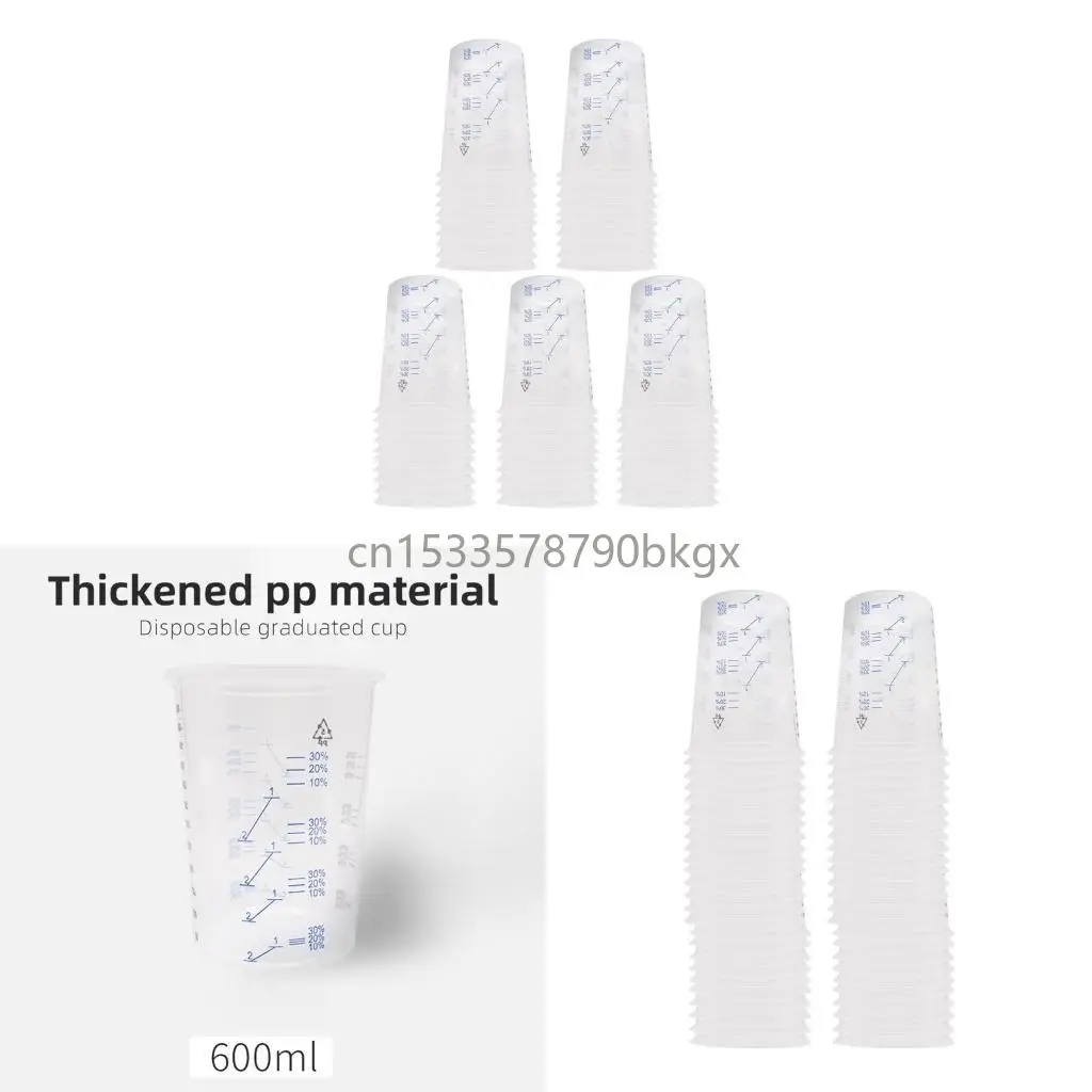 

Set of 50 Plastic Graduated Mix Cups Versatile 600/1000ml Measuring Cups for Resin Epoxy Paint Kitchen Baking J78E