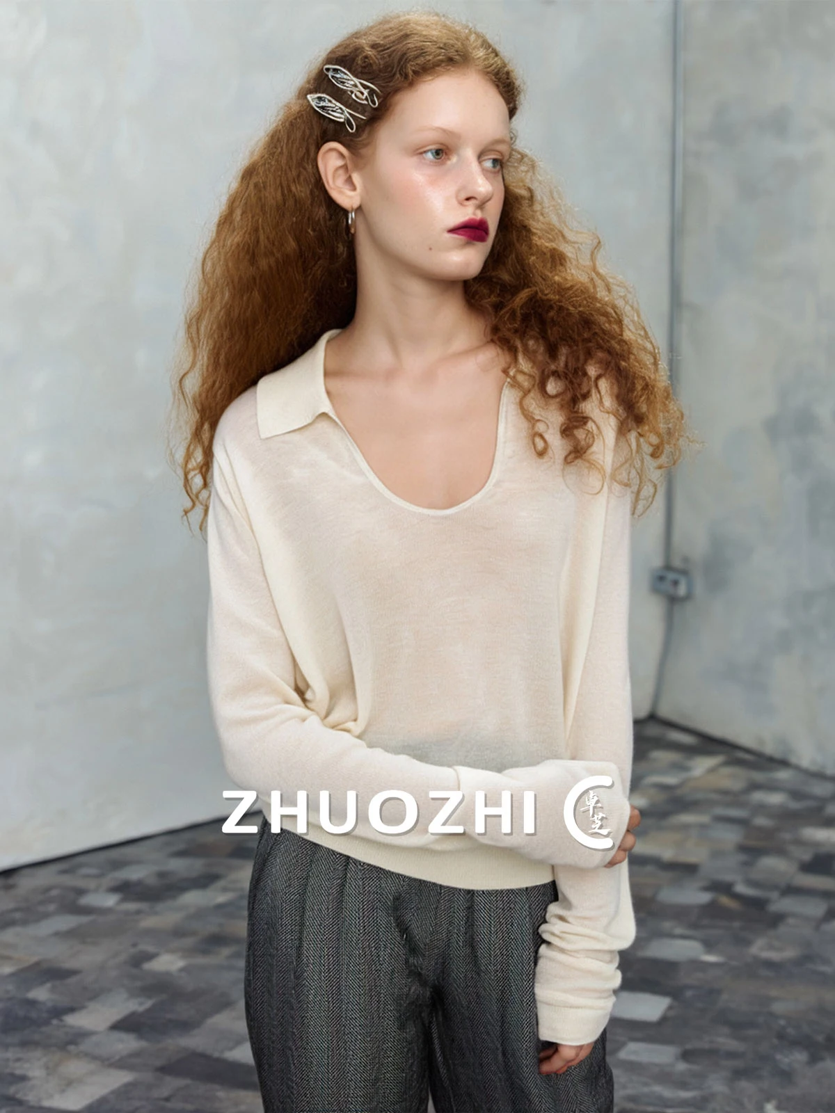 

Трикотажная футболка Tulip Long Sve с защитой от УФ-излучения, повседневный топ из смесового льна, с отложным воротником, ранняя весенняя коллекция 2026