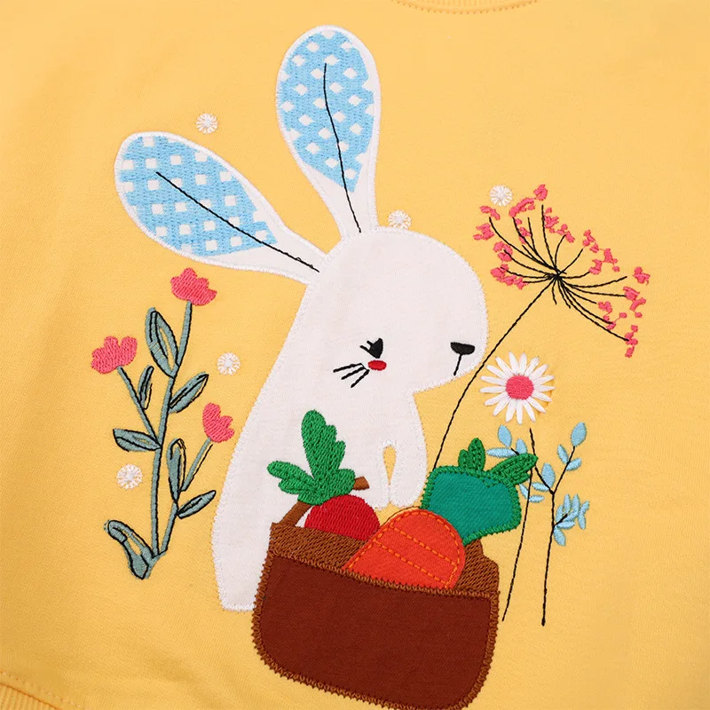 Little maven 2024 Toddler Girls Cartoon Rabbits Flowers Sweatshirts Kids Costume for New Years Children\'s Clothing 2-7 Years