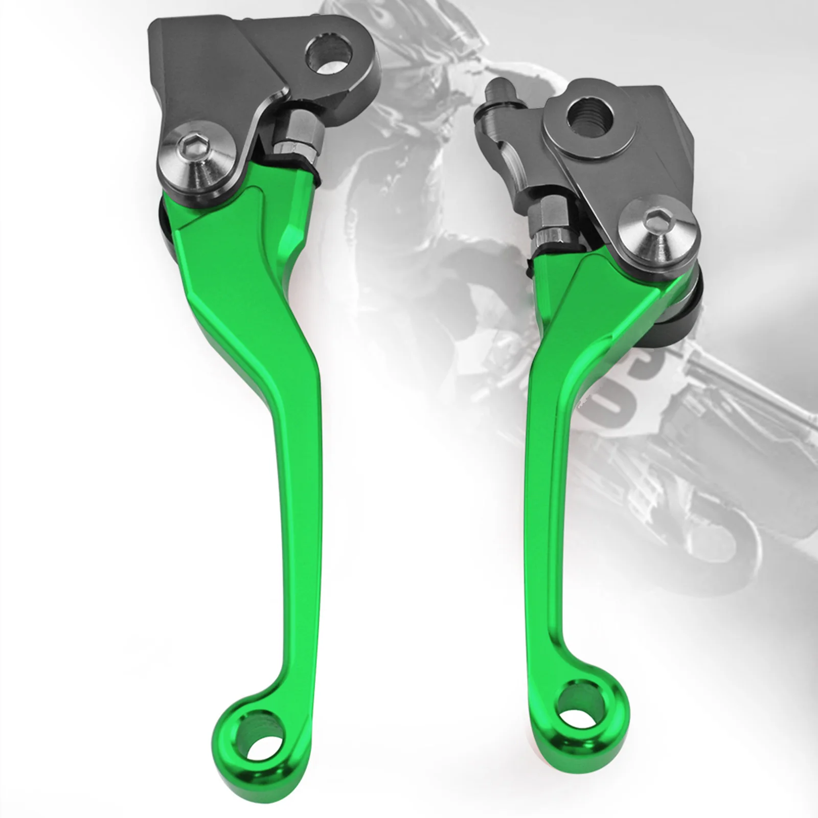 Green L10M/R07M Short Folding Clutch Brake Levers Handlebar Motorcycle Levers Motorbike Handle