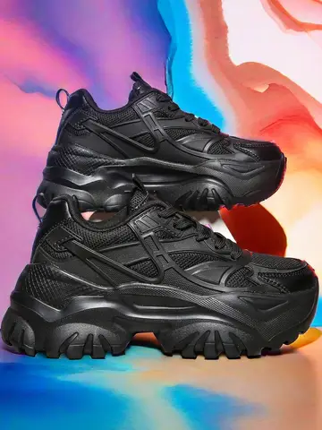 여성용 사계절 야외 스포츠 신발, 통기성 블랙 캐주얼 신발, 두꺼운 밑창, 6cm 증가 하이힐, 여름