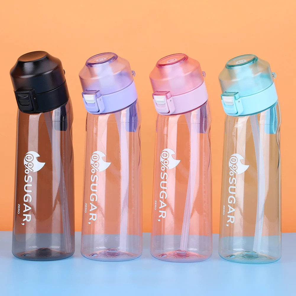 650ML Air Flavored Water Bottle Up Sports Fashion Straw Mug Water Bottle Suitable for Outdoor Sports Fitness Water Cup