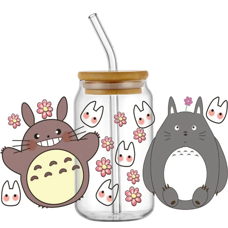 Japan Cartoon Forest Big Cat UV DTF Wraps Transfer Sticker DIY For 16oz Libbey Glass Cup Waterproof Wrap Transfers Decals Cup
