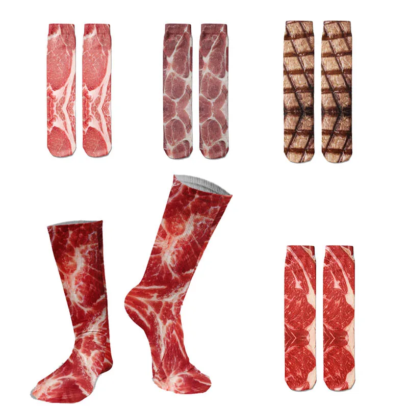 

Very popular pork belly printed socks women's happy food Kawaii unisex socks Harajuku cute casual high ankle socks party