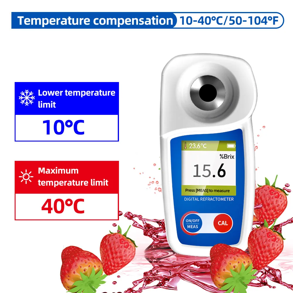 NOHAWK Digital Sugar Refractometer Brix Automatic with LCD 0-35% Range ±0.2% Accuracy for Measuring Fruit Coffee Juice Sugar