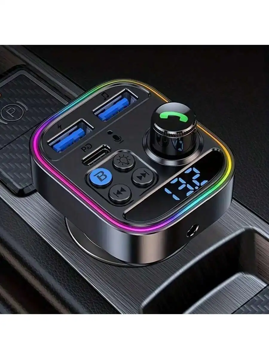 Car Charger FM Transmitter Type C PD 30W Dual USB Fast Charging Handsfree Calling AUX Audio MP3 Player, Bluetooth Music Player w