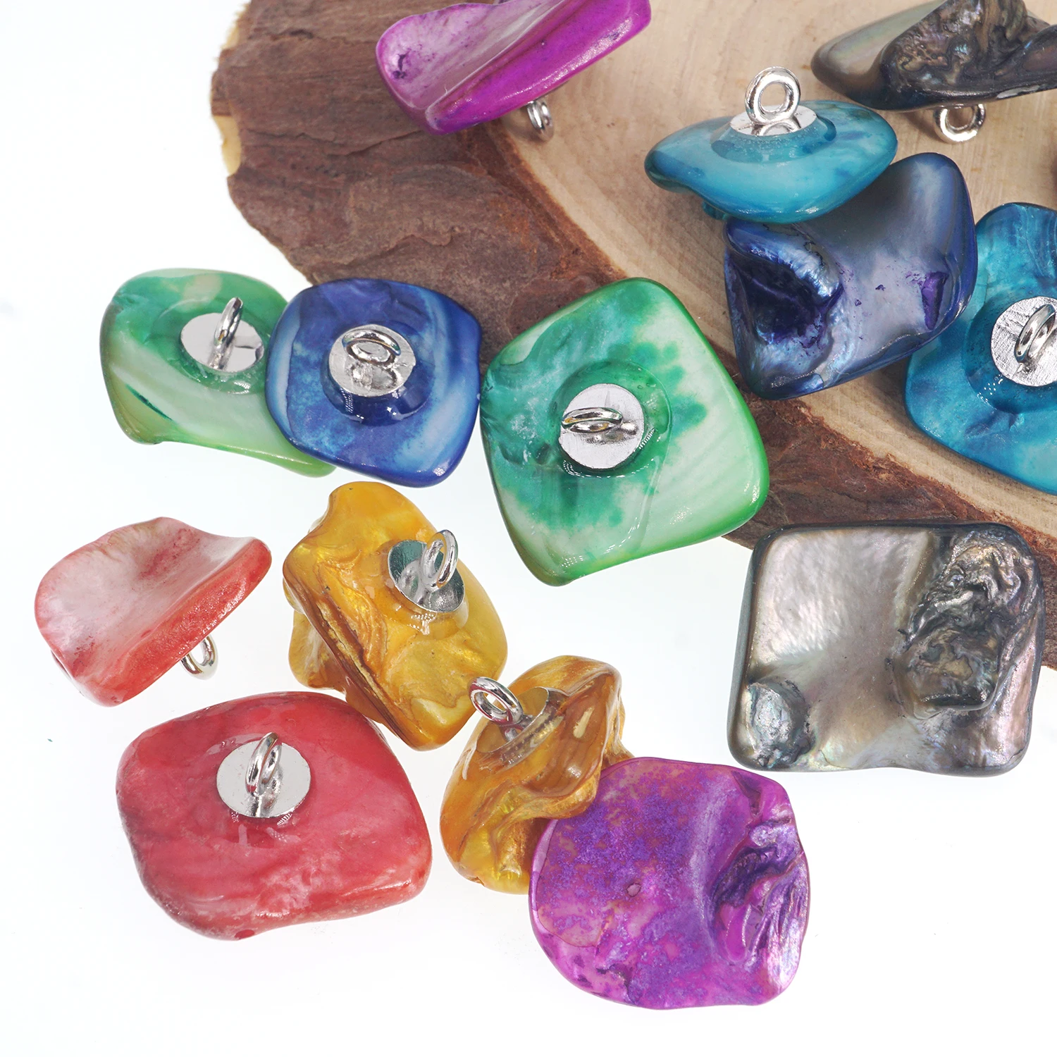 10 Pieces Irregular Shape Natural Shell Button Sweater Shank Button Sewing Accessories Approximately 20 x 16 mm