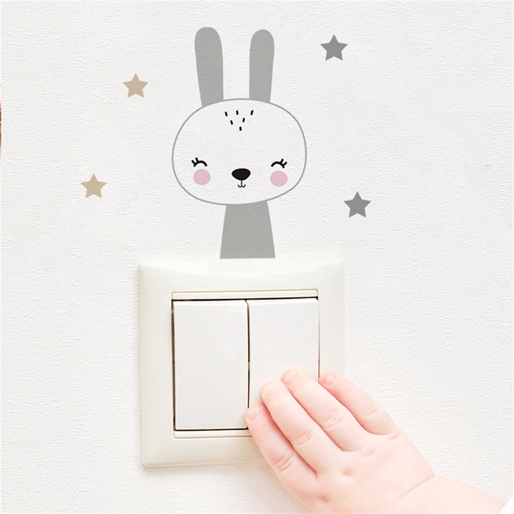 Luminous Switch Stickers Glow In The Dark Decorative Sticker Kids Room Home Decoration Cartoon Cat Dog Fairy Star Pvc Wall Decal