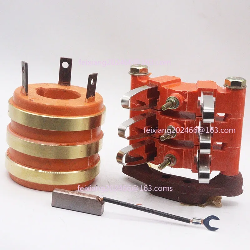 Conductive Slip Ring Collector Ring 3 way Inner Diameter 35 40 45 Outer Diameter 78 High 71 Carbon Brush Holder Key 10