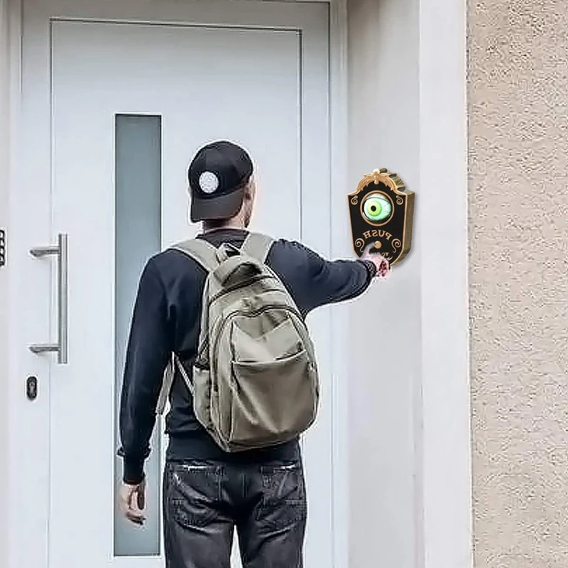 Дверной звонок, дверной звонок на Хэллоуин, ужасное одиночное глазное яблоко, светящийся подвесной дверной звонок, украшение для вечеринки в честь Хэллоуина-ABJU