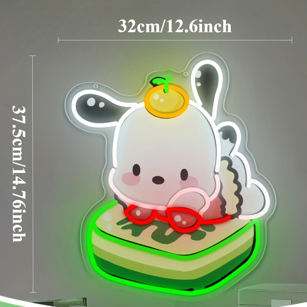 Pochacco كعكة LED النيون تسجيل USB عكس الضوء ضوء النيون تسجيل ل Gameroom غرفة نوم بار غرف معيشة حفلة عيد ميلاد هدية جدار ديكور