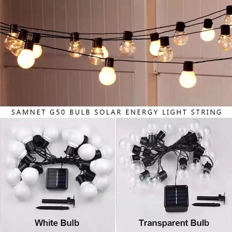 G50 Bulbs Ambient Light Led Fairy String Lights Outdoor Solar Light Wedding Party Xmas Home Garden Decoration