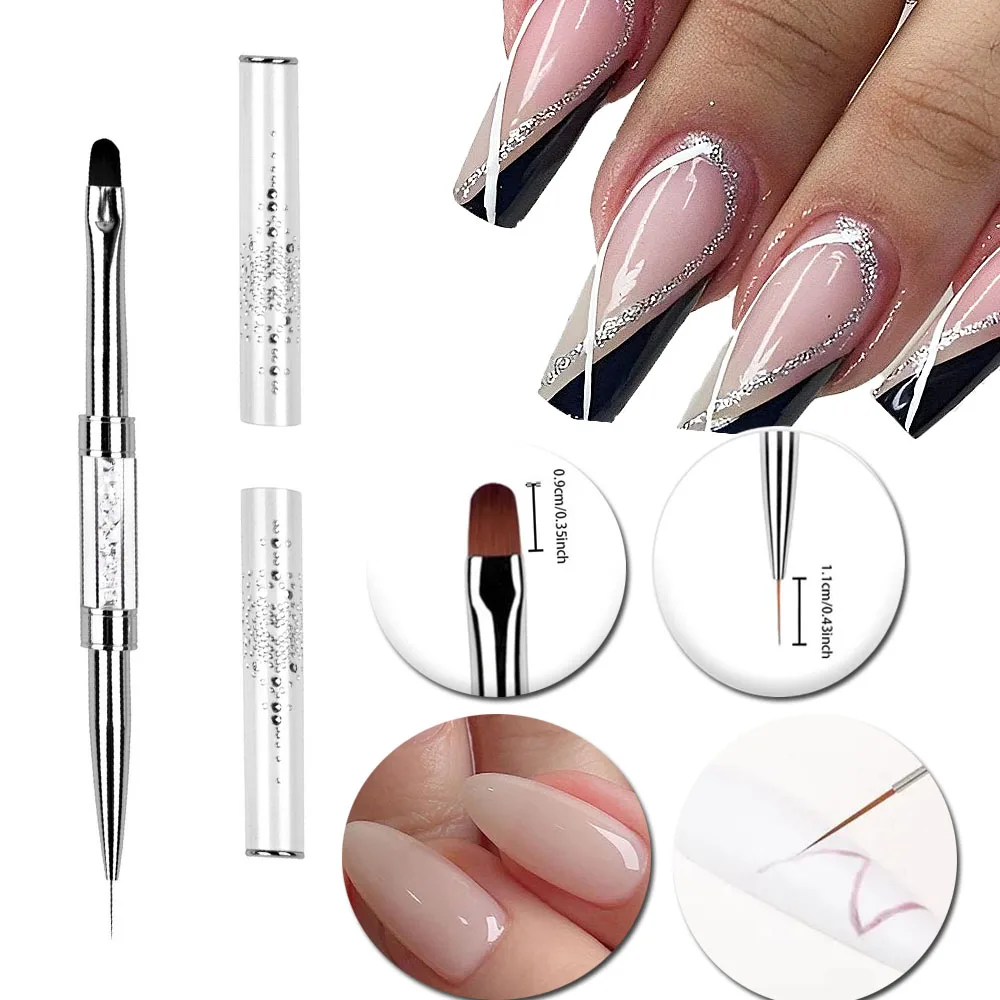 

1pc Double End Nail Art Brush Professional Oval Tip UV Gel Phototherapy Brushes Painting Drawing French Tip Liner Brush NailTool