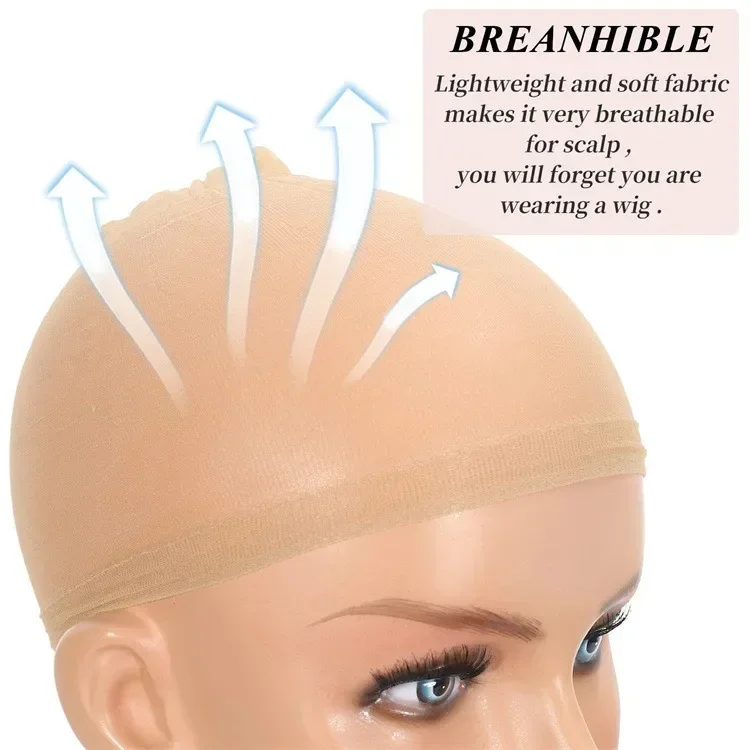 2/100PCS Skin Melt HD Wig Cap Stretchable Thin Durable Invisible Hair Net Lightweight Comfy for All Head Sizes Cosplay Net Cap