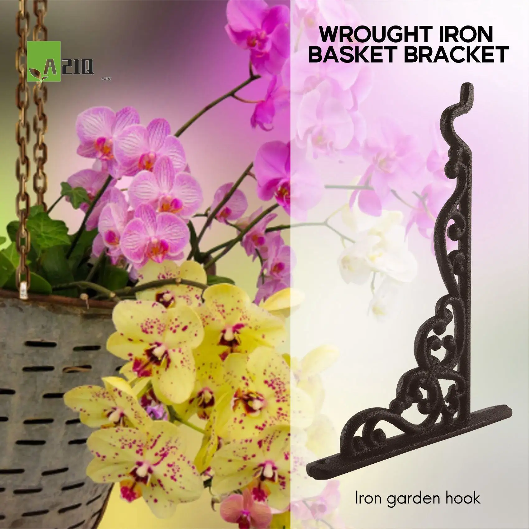 

A21Q -2 Pack Cast Iron Plant Hanger Hanging Planters Basket Wall Hook With Screws, Vintage Metal Wall Stands For Bird Feeders, P
