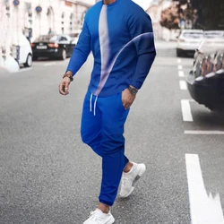 3D Gedruckt 2 Stück Anzug Männlichen Sportswear Streetwear Männer Kleidung Set Mode Lange Ärmeln T Hemd + Hosen Casual Trainingsanzug