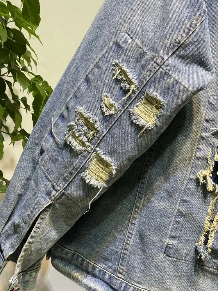 Winter Lady Real Fox Fur Collar Detachable Jacket Thick Warm Rabbit Fur Inner Denim Coat Loose Fit Batwing Sleeve Puffer Jackets