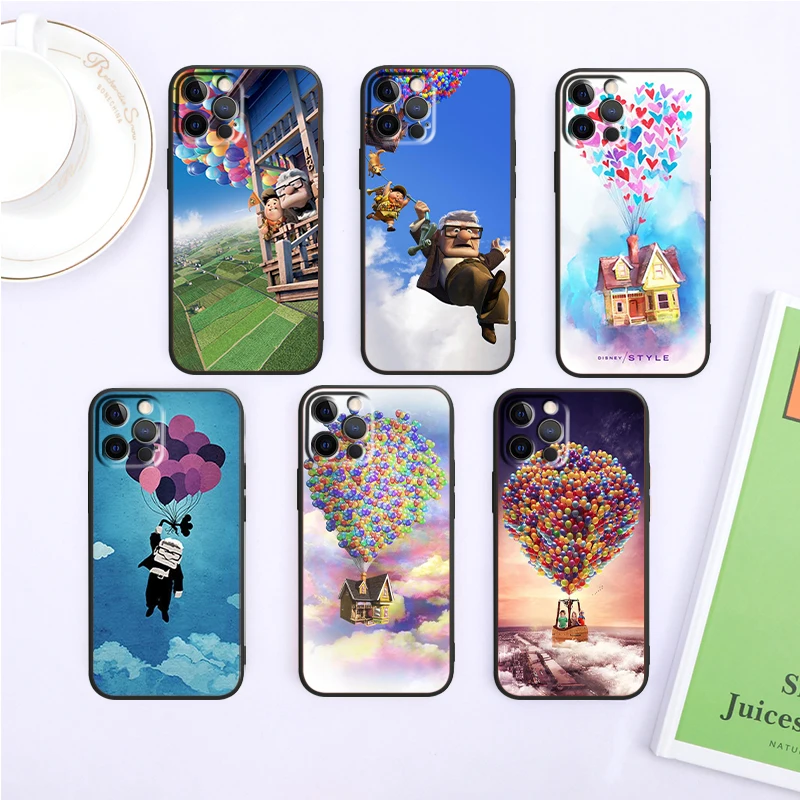 Disney Up Cartoon Cute For iPhone 15 14 13 12 11 XS XR X 8 7 SE Pro Max Plus Mini Black Back Phone Case