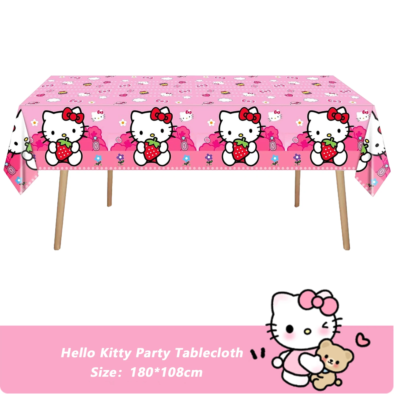 

Скатерть для дня рождения Sanrio Hello Kitty, милая водонепроницаемая пластиковая скатерть для украшения праздничного стола в стиле Hello Kitty