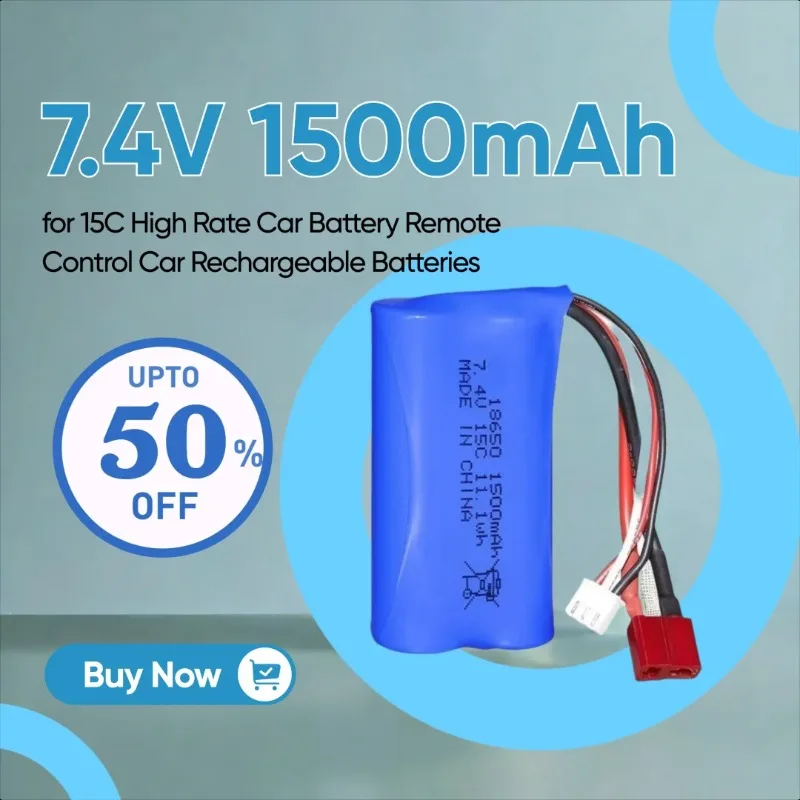 

18650 Battery Pack 7.4V 1500mAh Lithium Battery for 15C High Rate Car Battery Remote Control Car Rechargeable Batteries