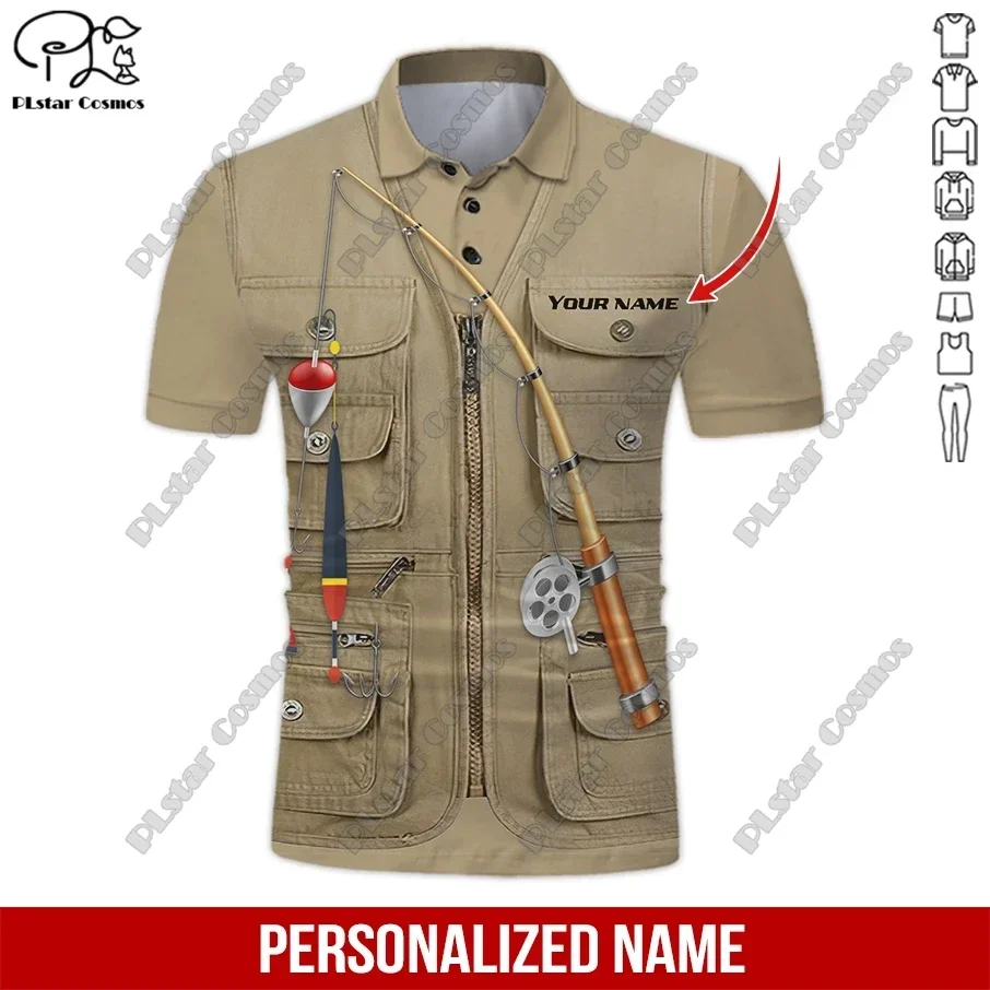 PLstar Cosmos 3D printing custom name unisex Polo shirt summer street casual sea fishing hobby fishing series   3