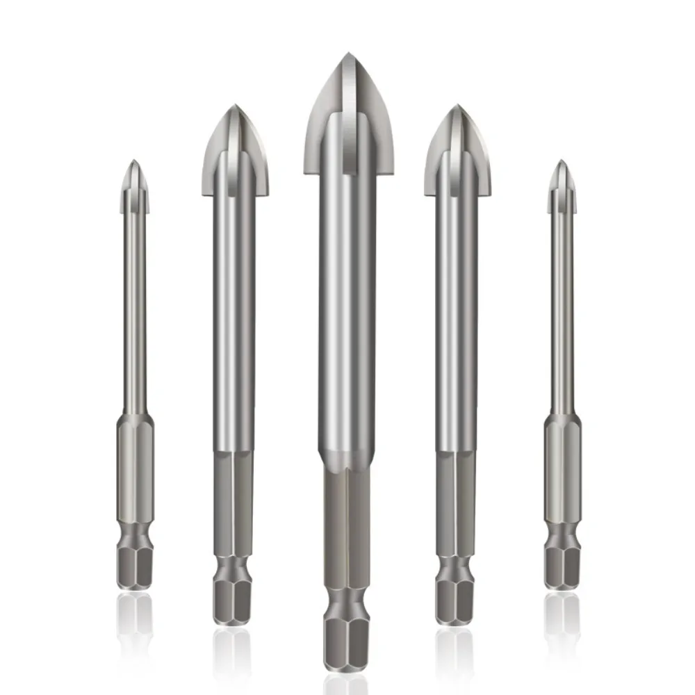 

5Pcs Wear-resistant Triangular Drill Bit Four Side Multiple Sizes Carbide Drill Bit Sharp Hard Cross Hex Drill Glass
