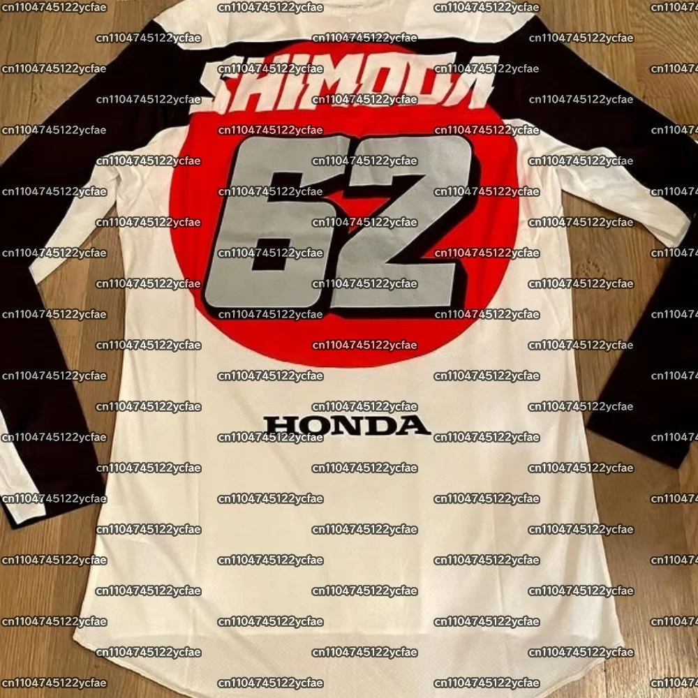 

2025 Honda Off-road Motorcycle Jersey Mountain #62 SHIMODA Vintage Long Sleeved T-Shirt Daily Quick Drying Breathable Clothing