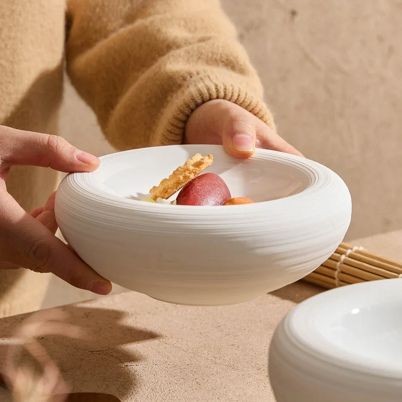 

Matte Double Layer Insulation Plate Serving Plate Ceramic Circular Thick Soup Plate Snack Dish Salmon Dish Restaurant Tableware