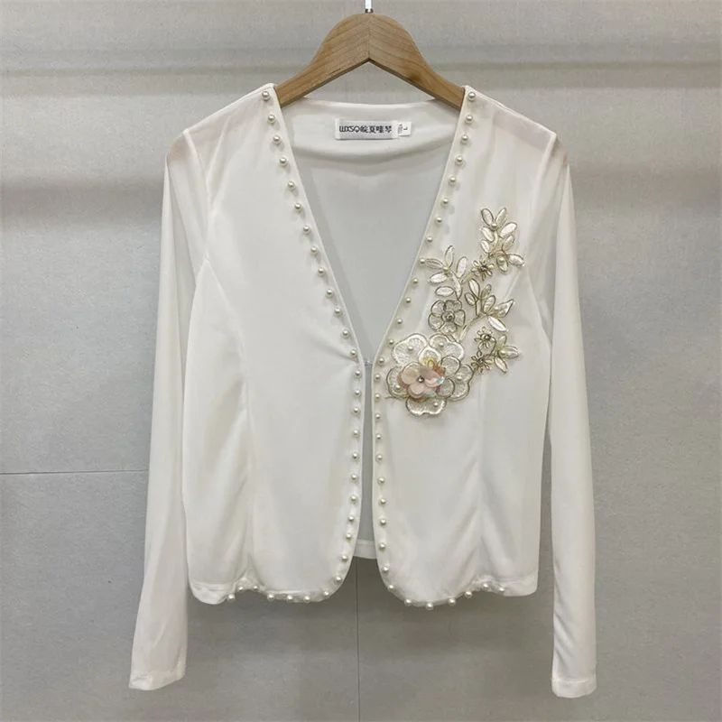 Summer 2024 New Sunscreen iIe Silk Jacket Women's Thin Embroidered Shawl Coat Cardigan Short With Qipao Top Female Outerwear