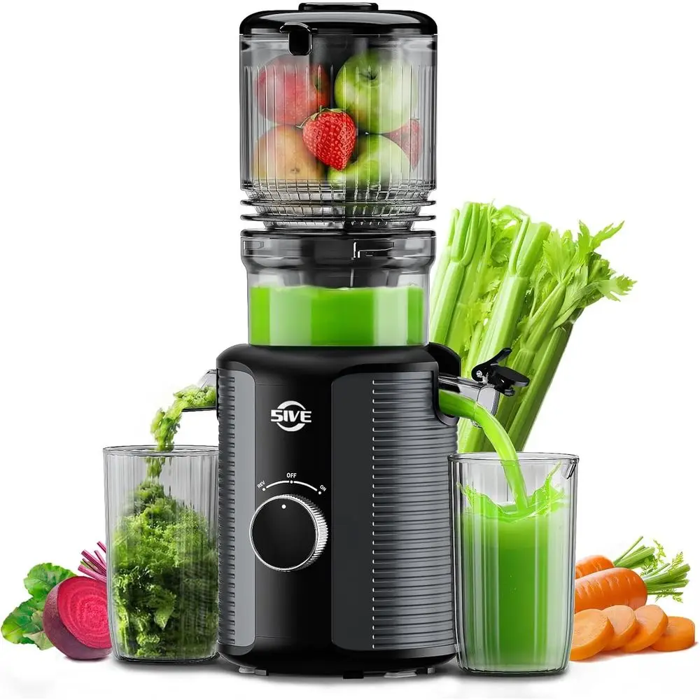 

Wide Chute Masticating Juicer, 5.1 Inch, 1.2L Slow Juicer for Whole Fruits & Vegetables, Easy Clean, Recipe Guide Included, Silv