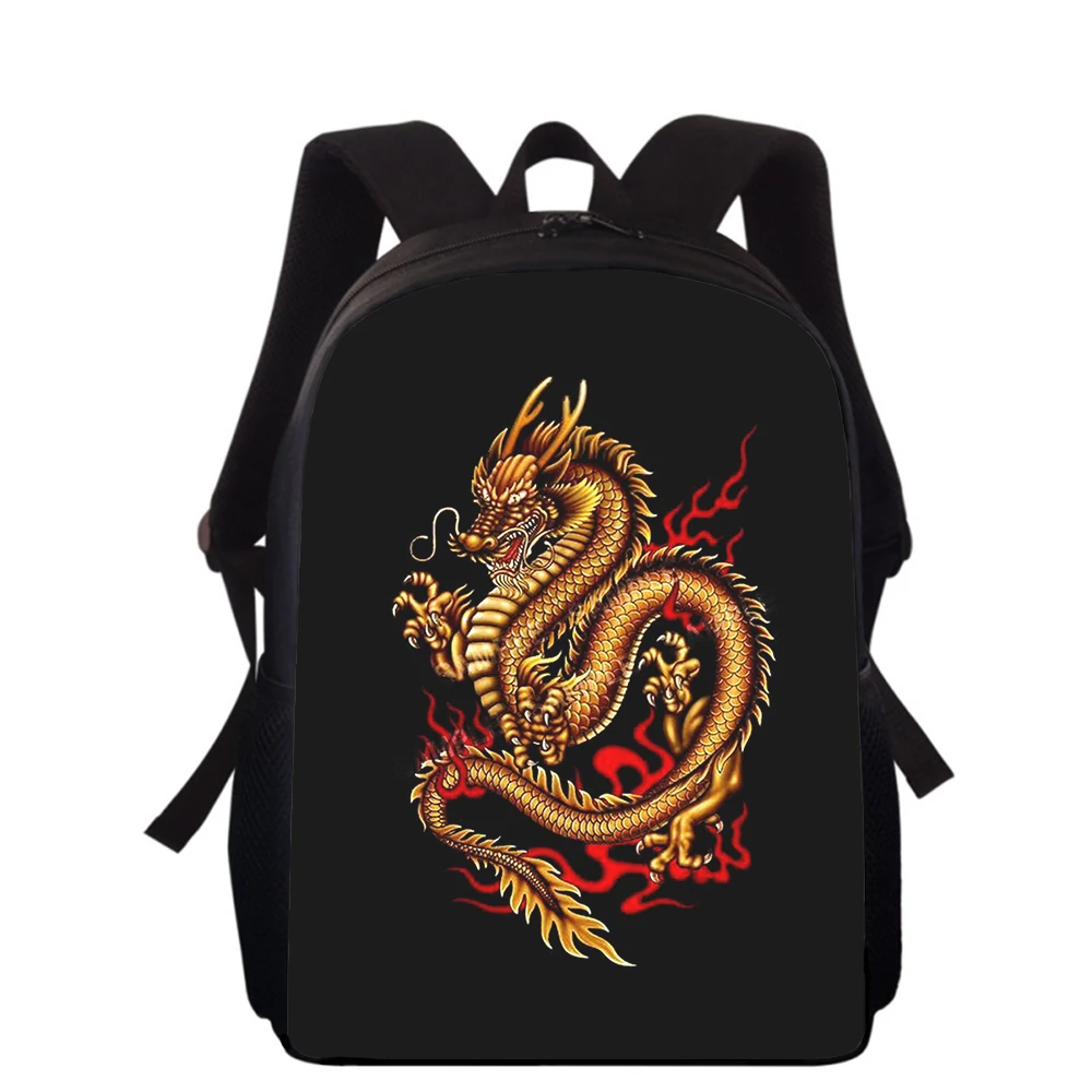 Chinese Dragon 3D Print Mochila para Crianças, Sacos Escolares Primários para Meninos e Meninas, Estudantes Sacos de Livro, Bolsa de Viagem, Mochila, 16"