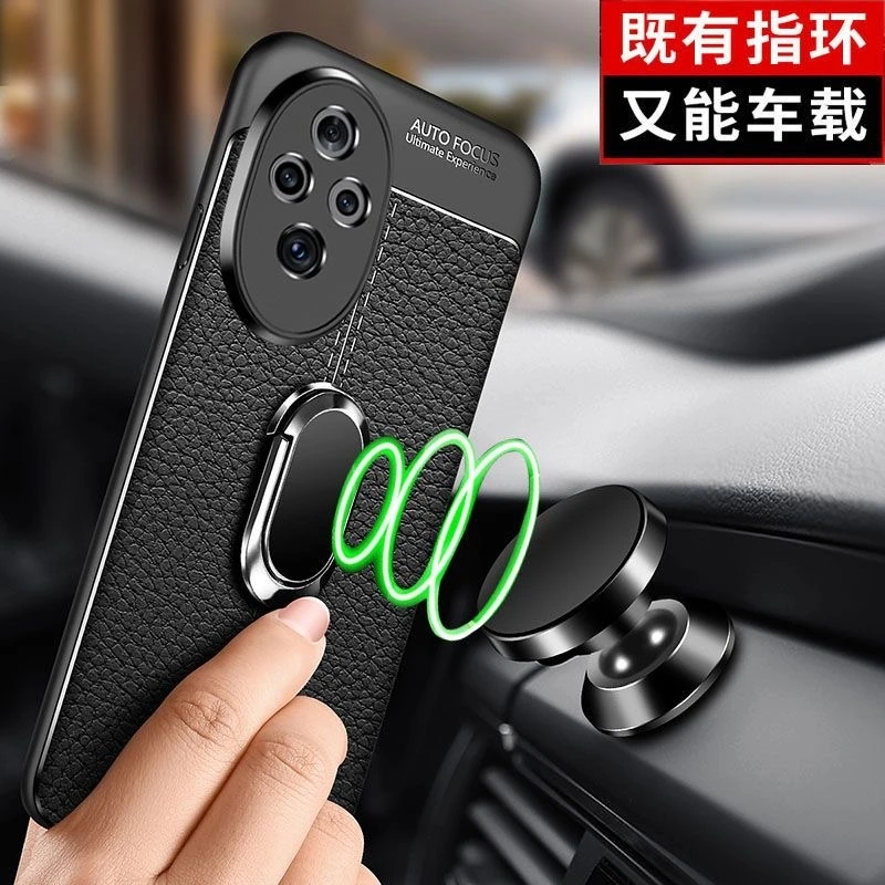 Magnetic Case For Honor 200 Pro Case Holder Ring Phone Cover For Honor 200 200Pro 100Pro 5G PU Silicone Shell Shockproof Bumper